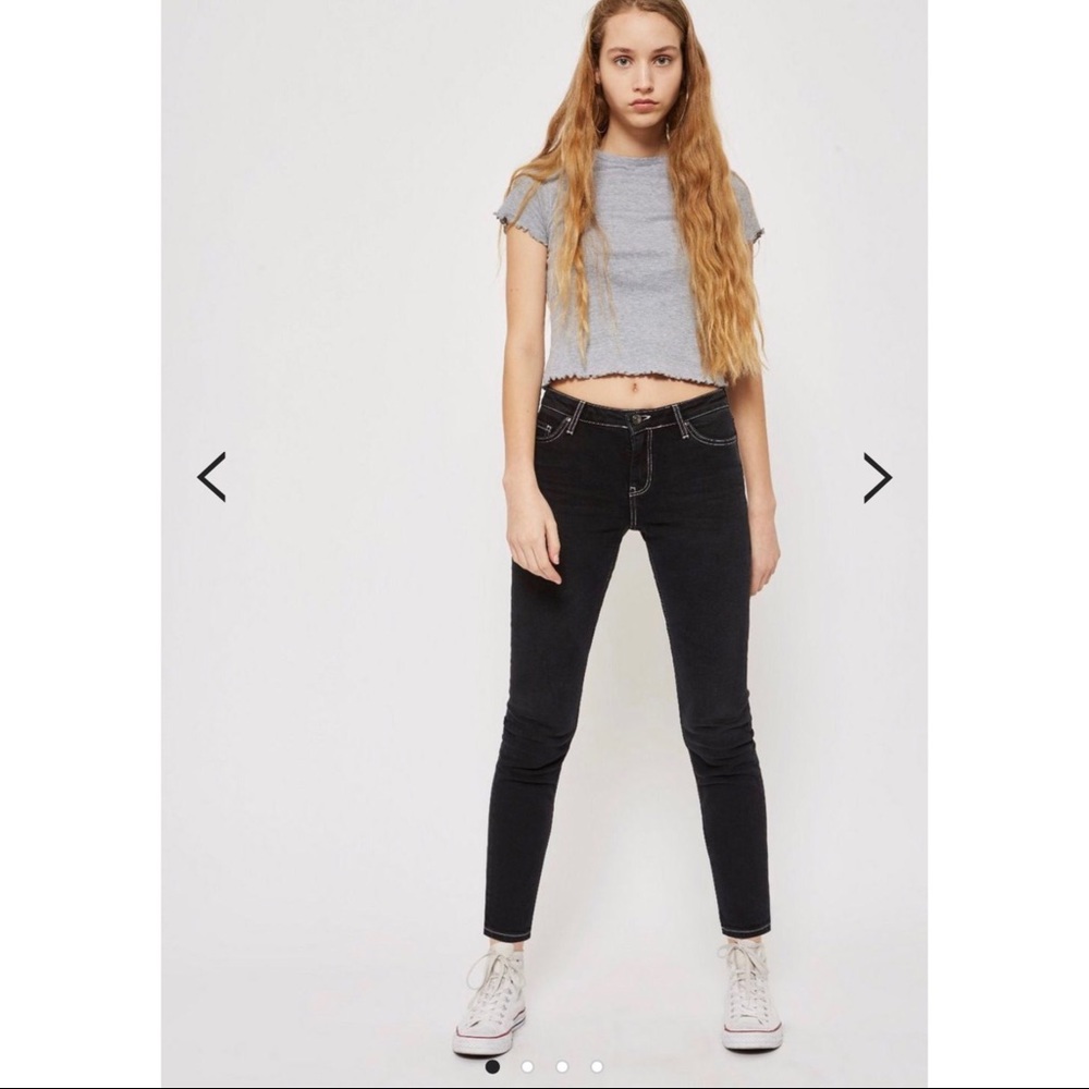 New Topshop Baxter Slim Leg Jeans Contrast Stitch
